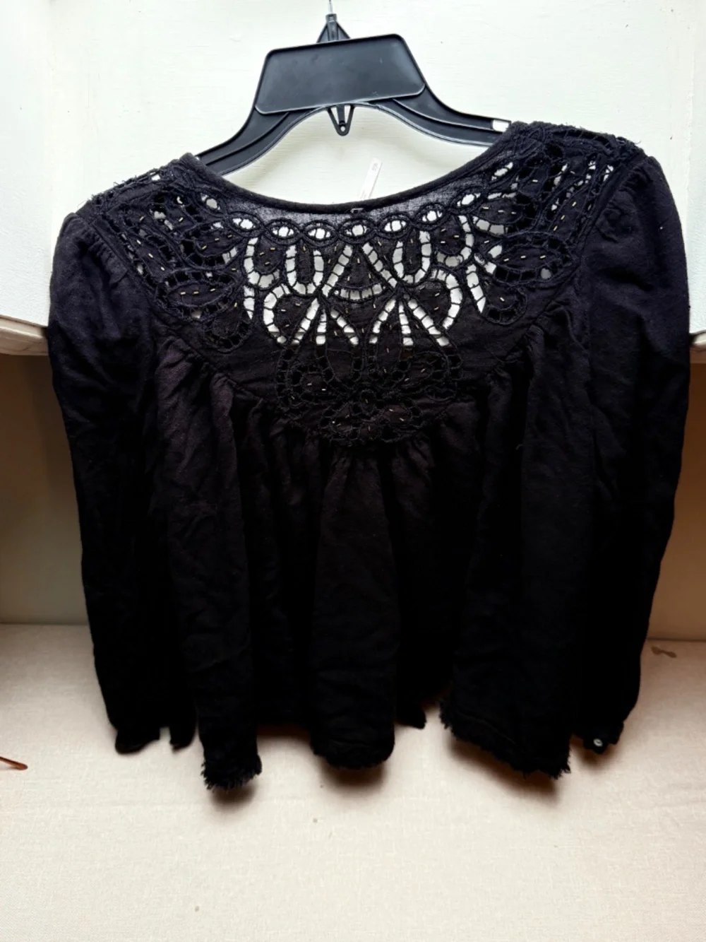 Free People Doin It Right Black Boho Crochet Top XS
